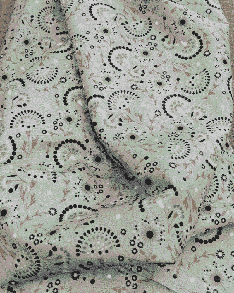 tissu cercle vert de gris
