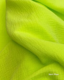 tissu double gaze de coton uni vert fluo