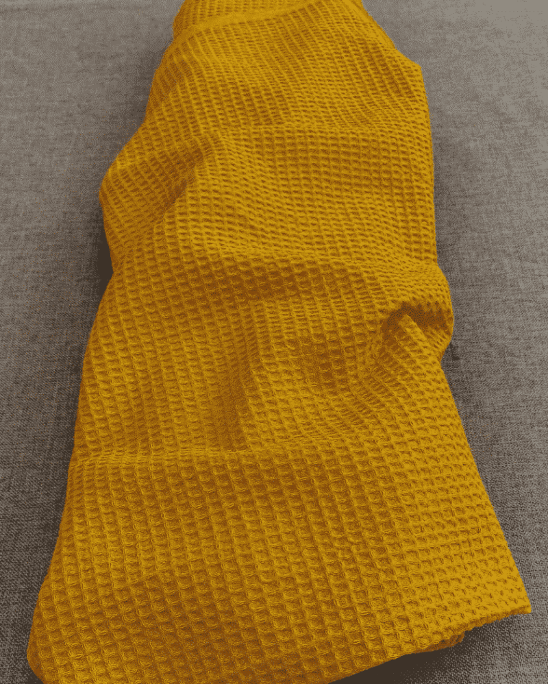 tissu nid d'abeille moutarde