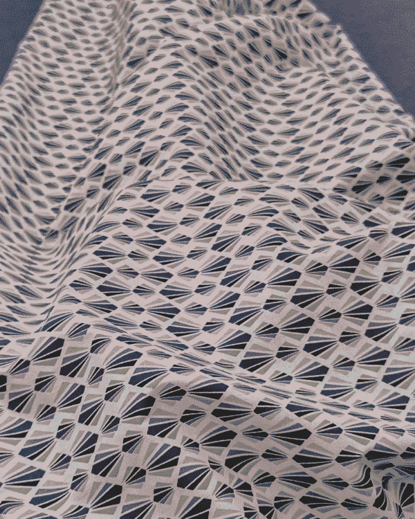 tissu coton éventail camaieu bleu