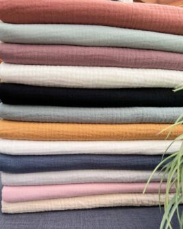 tissu triple gaze de coton 12 coloris