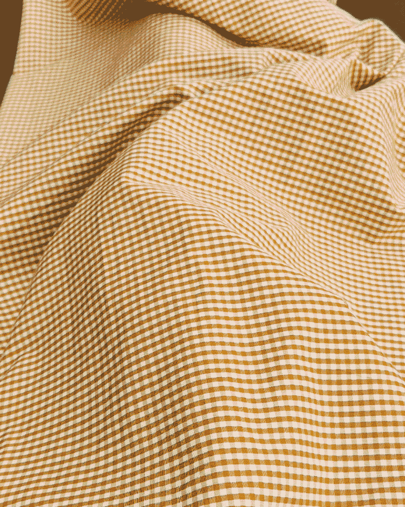 Notre Tissu Coton Vichy Moutarde Petit Carreau est certifié oeko-tex