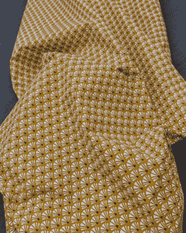 tissu coton art déco moutarde