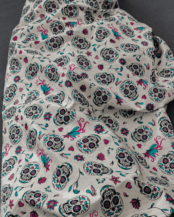 tissu coton tête de mort mexicaine