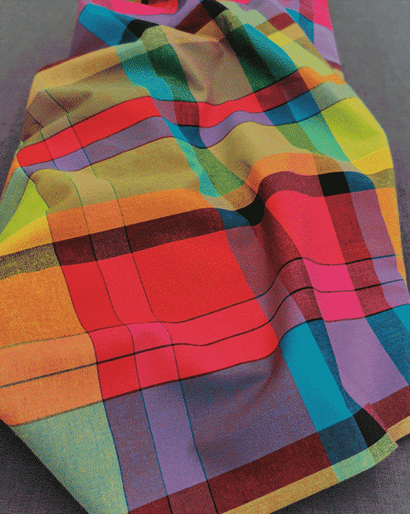tissu coton Madras grand carreau multicolore