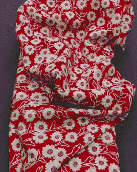 tissu coton marguerite rouge