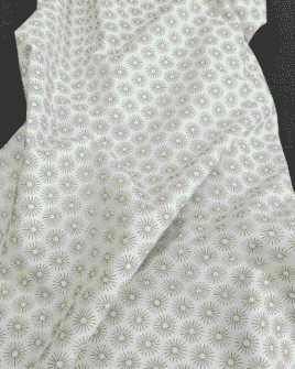 tissu coton motif soleil blanc