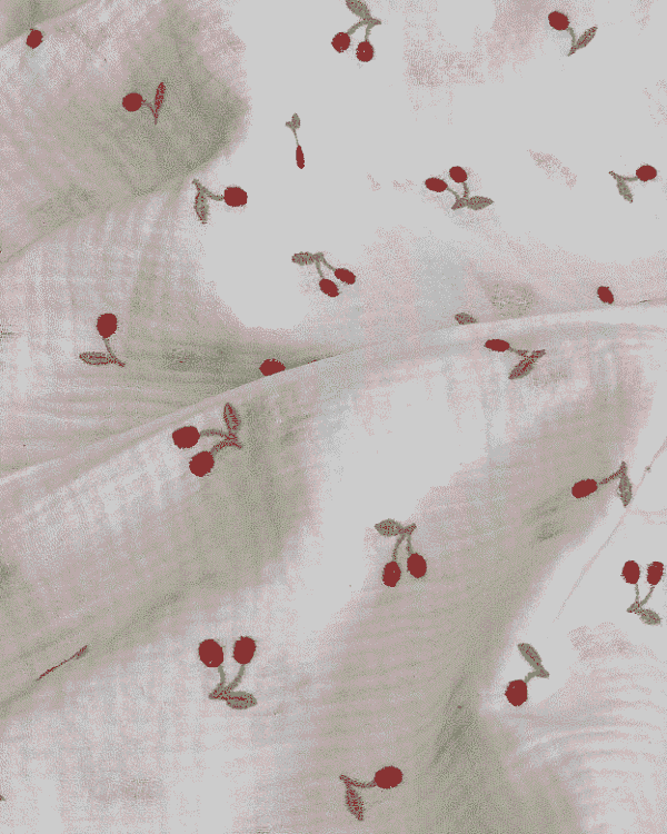 tissu double gaze brodé cerise 2