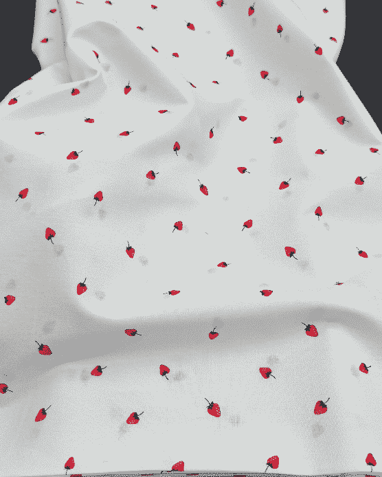 tissu coton fraise blanc