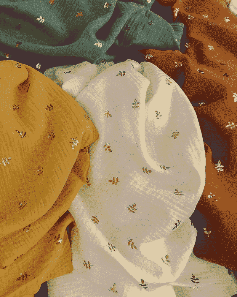 tissu double gaze imprimé plume oeko-tex
