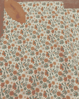 tissu coton bio fleur camel et bleu 2