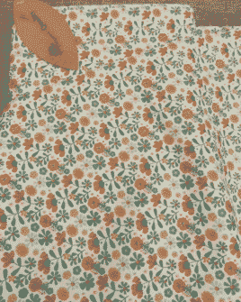 tissu coton bio fleur camel et bleu 3