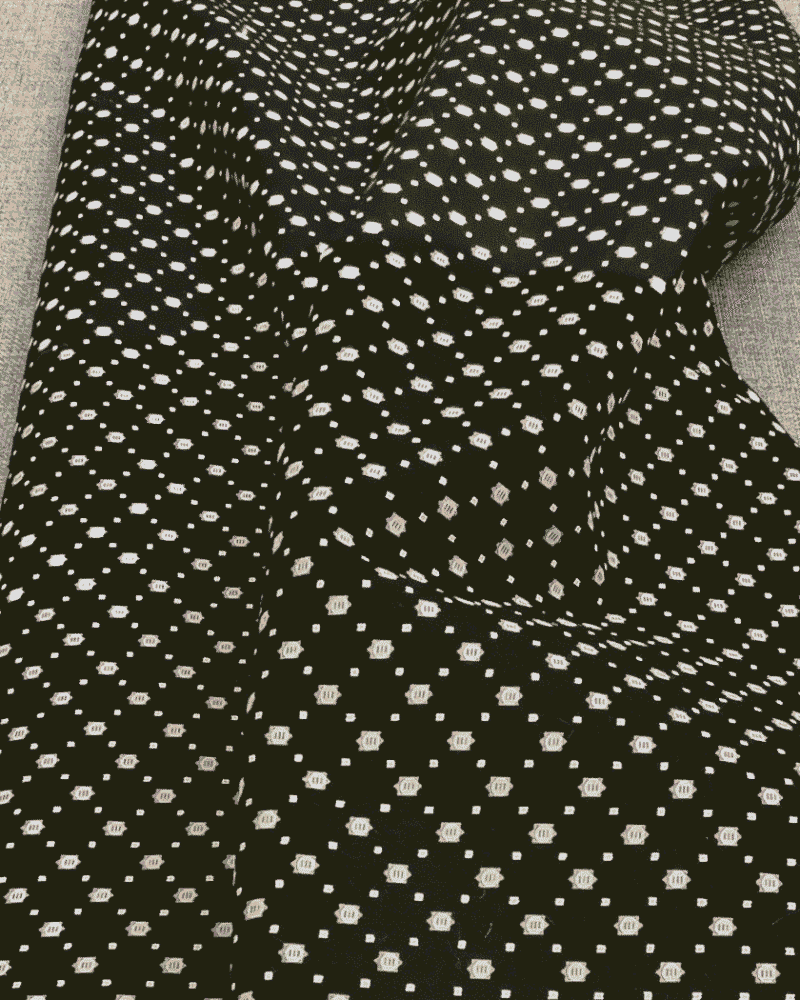 tissu coton noir motif écru