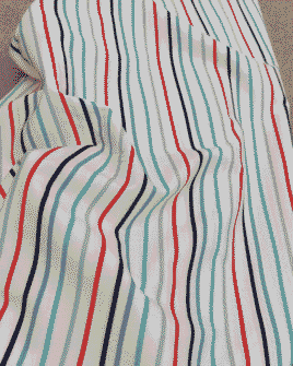 tissu coton rayures bleu blanc rouge