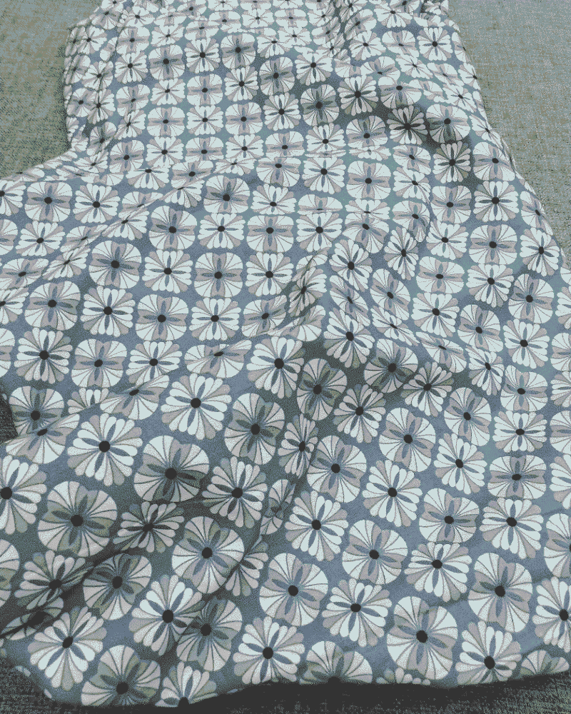 tissu coton grande fleur bleu