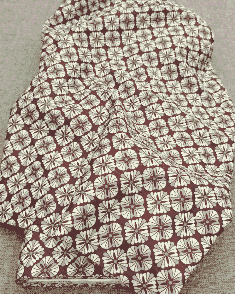 tissu coton grande fleur prune
