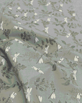tissu coton libellule vert de gris