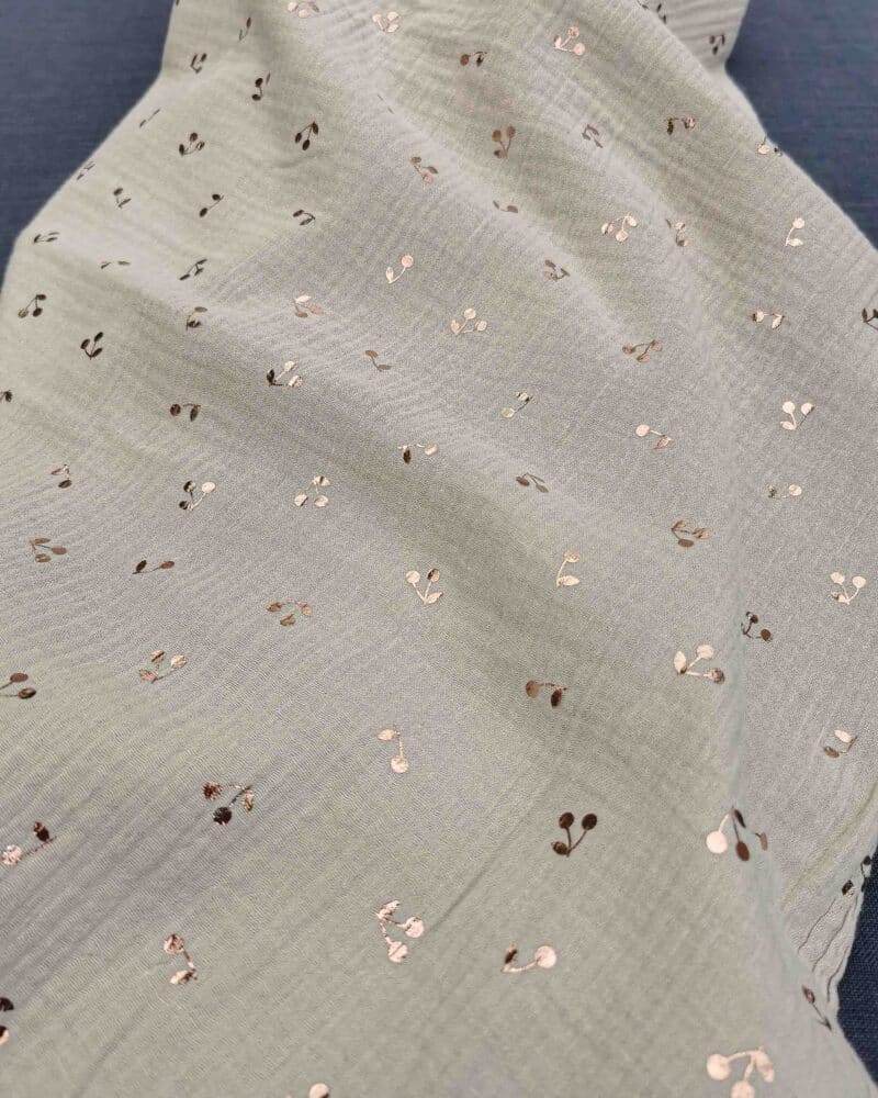 tissu double gaze cerise beige