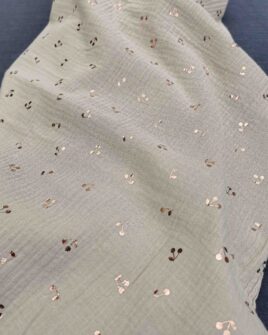 tissu double gaze cerise beige