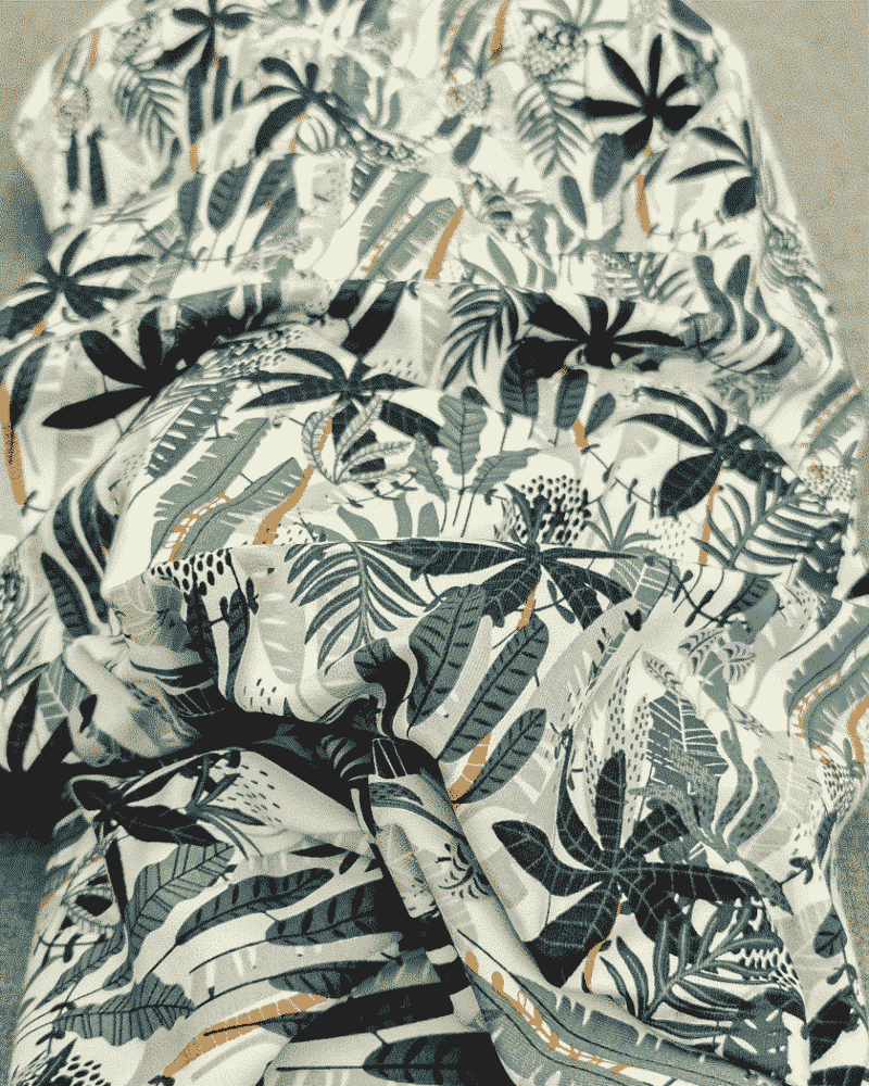 tissu feuillage blanc coton bio