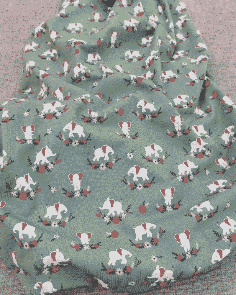 tissu jersey éléphant vert de gris