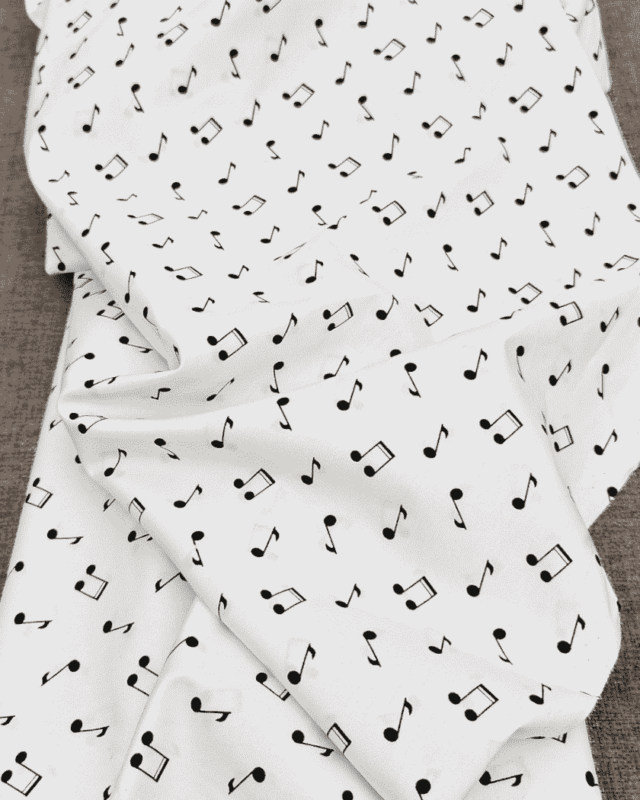 tissu note de musique coton blanc