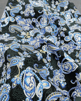 tissu coton cachemire bleu