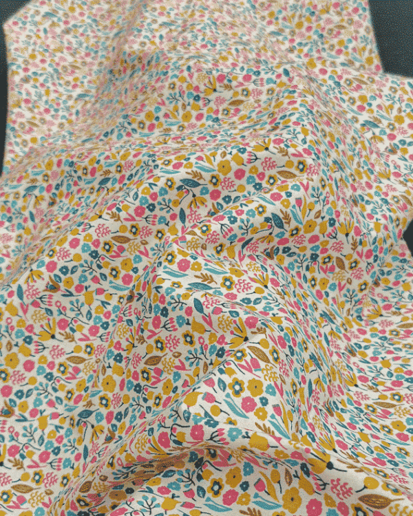 tissu coton fleuri multicolore