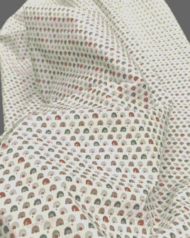 tissu coton igloo vert terracotta