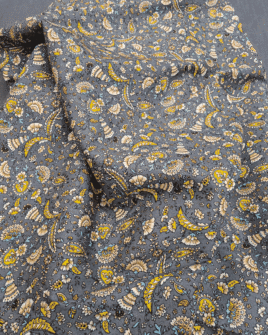 tissus en coton imprimés cachemire anthracite et jaune