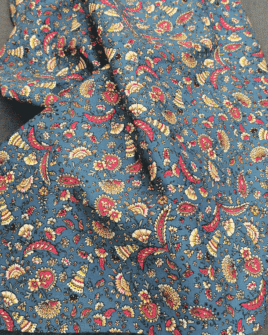 tissu coton imprimé cachemire bleu rose