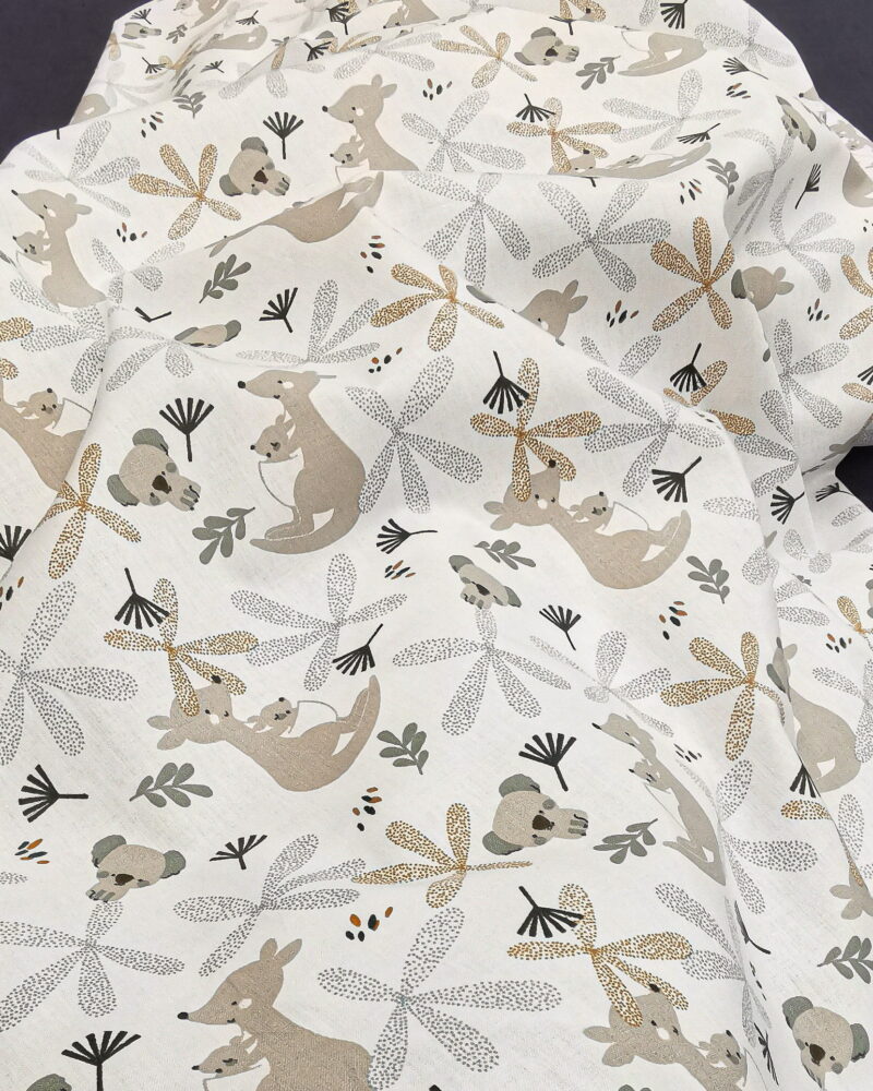 tissu coton lundo blanc kangourou gots