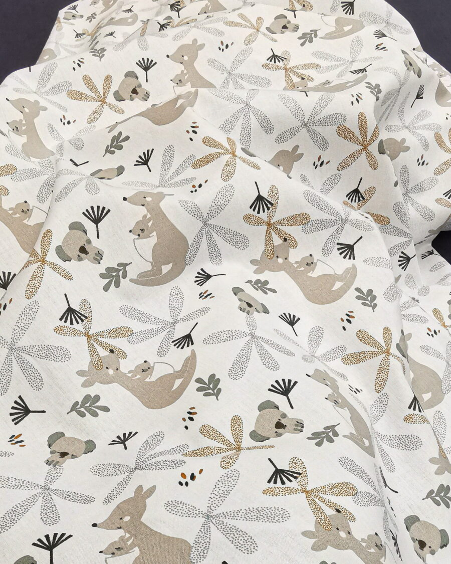 tissu coton lundo blanc kangourou gots