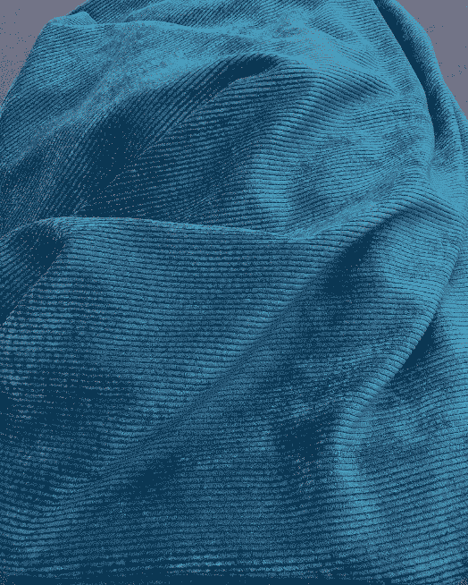 tissu velours côtelé bleu pétrole