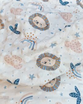 tissu minky imprimé enfant rose poudré bleu ciel