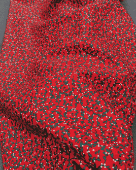 tissu coton houx rouge moyenne feuille