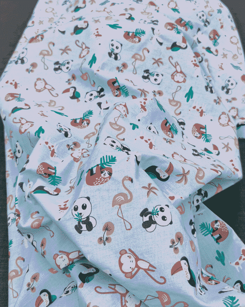 tissu coton motif animaux bleu ciel