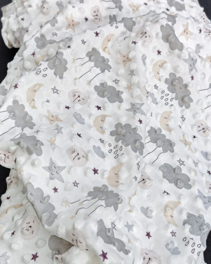 tissu minky imprimé motif enfant anthracite