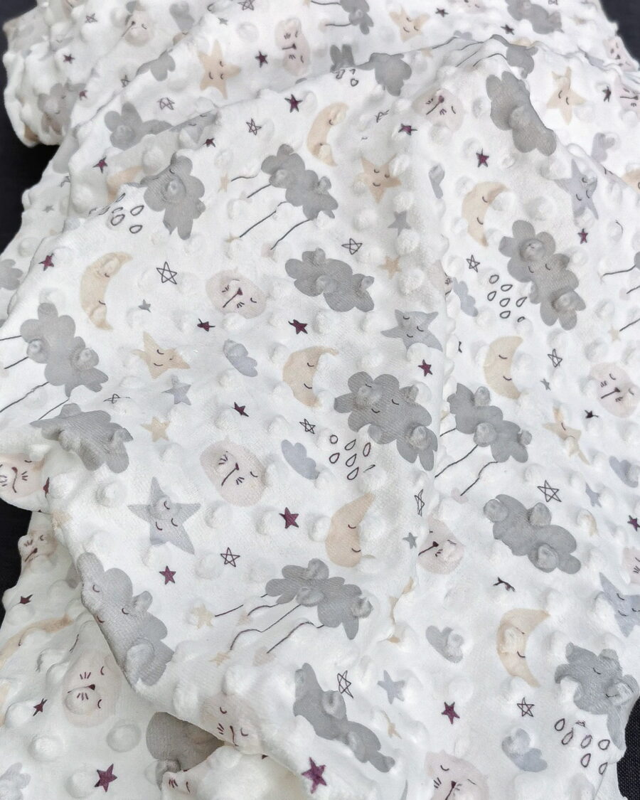 tissu minky imprimé motif enfant anthracite