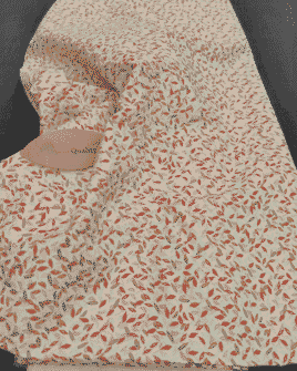 tissu coton petite feuille camel taupe