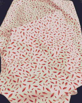 tissu coton petit motif prune corail