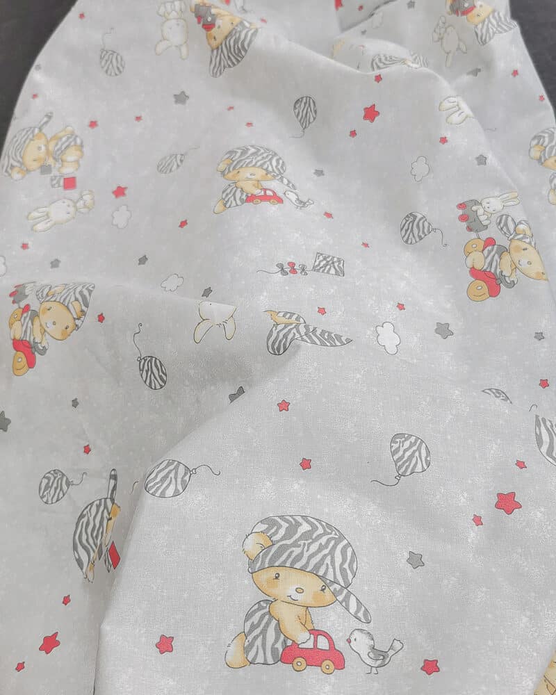 coton ourson casquette gris rouge