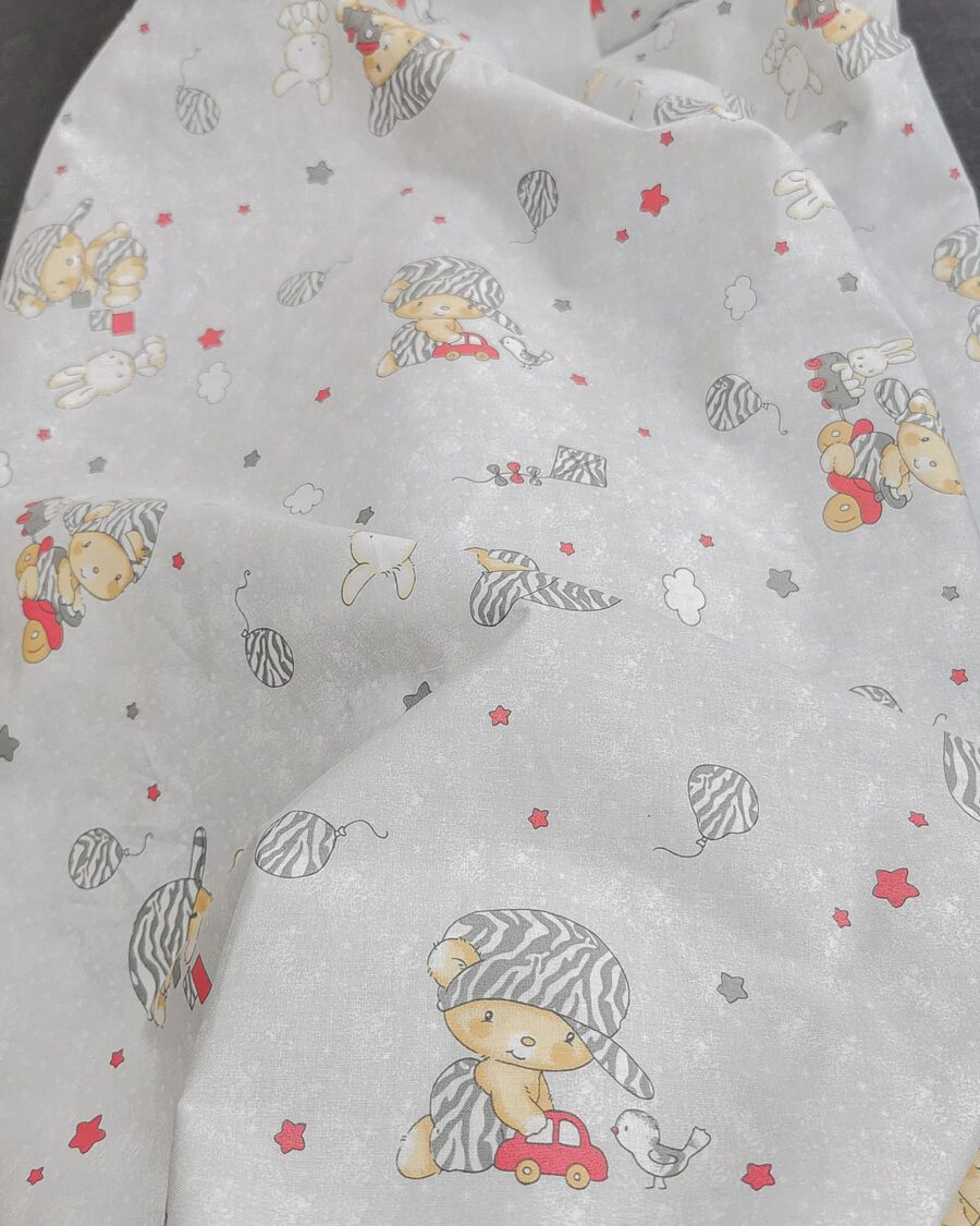 coton ourson casquette gris rouge
