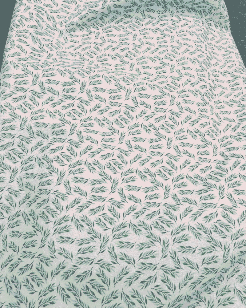Popeline de Coton Impression Digitale Feuille de Laurier Vert Céleste
