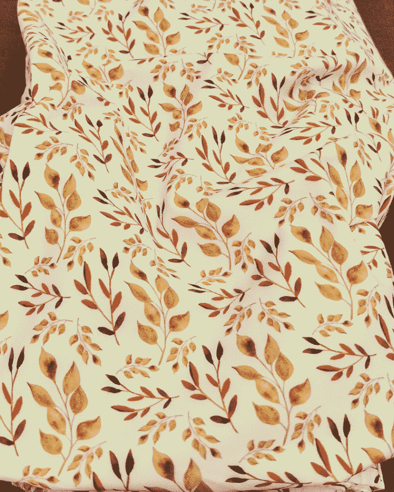Tissu Jersey Impression Digitale Feuillage Ocre Terracotta