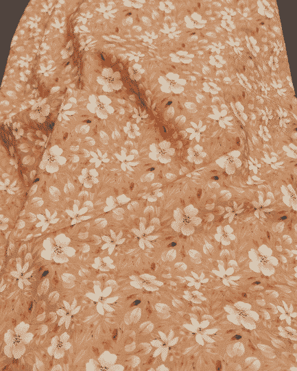 Tissu Jersey Impression Digitale Fleur Japonaise Camel