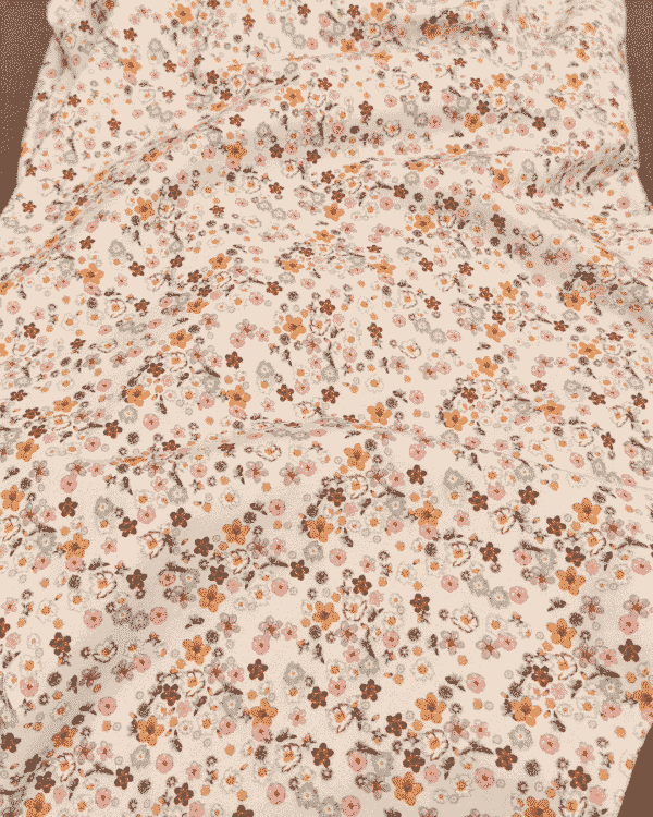 Tissu Jersey Impression Digitale Fleuri Orange Bleu Rose