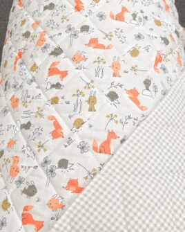 Matelassé Imprimé Lapin Renard Orange Anthracite Jaune