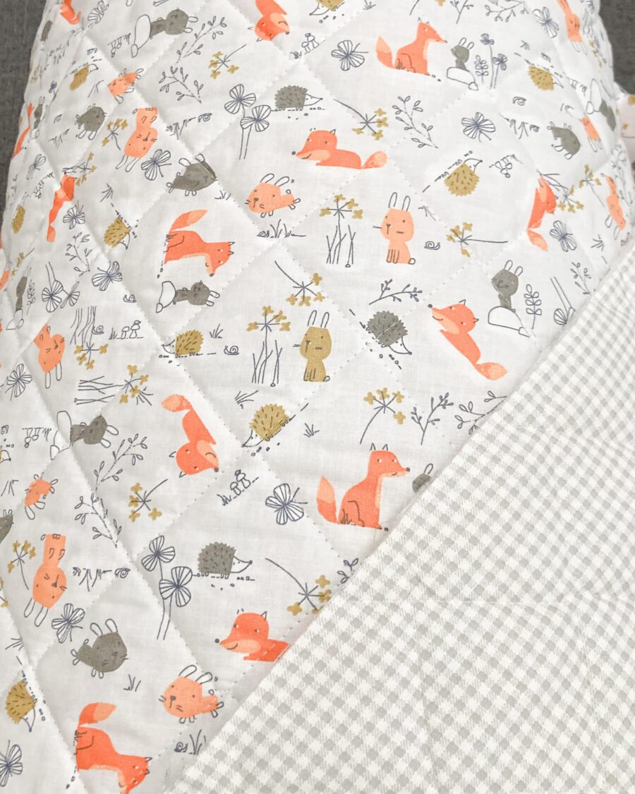 Matelassé Imprimé Lapin Renard Orange Anthracite Jaune