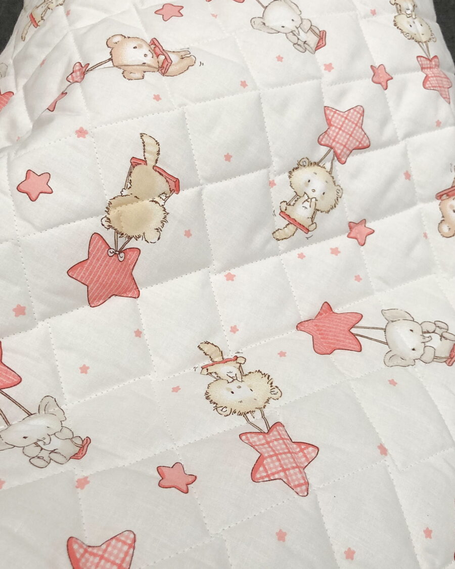 coton matelassé ourson étoile rose